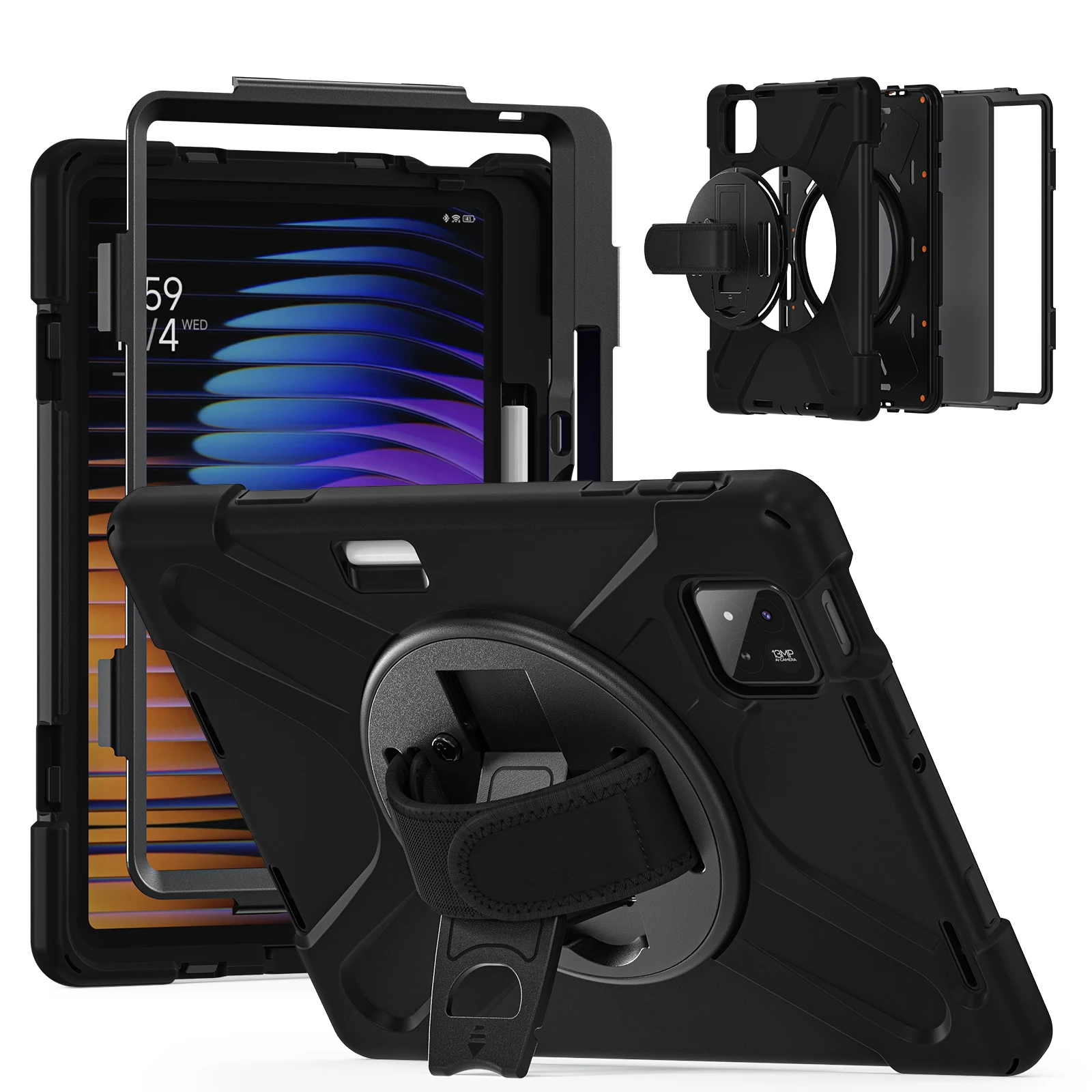 For Poco Pad x1 Case, 360° Rotating Stand/Soft Hand Strap/ Adjustable with Pencil Holder,for xiaomi pad7 pro case,xiaomi pad 7