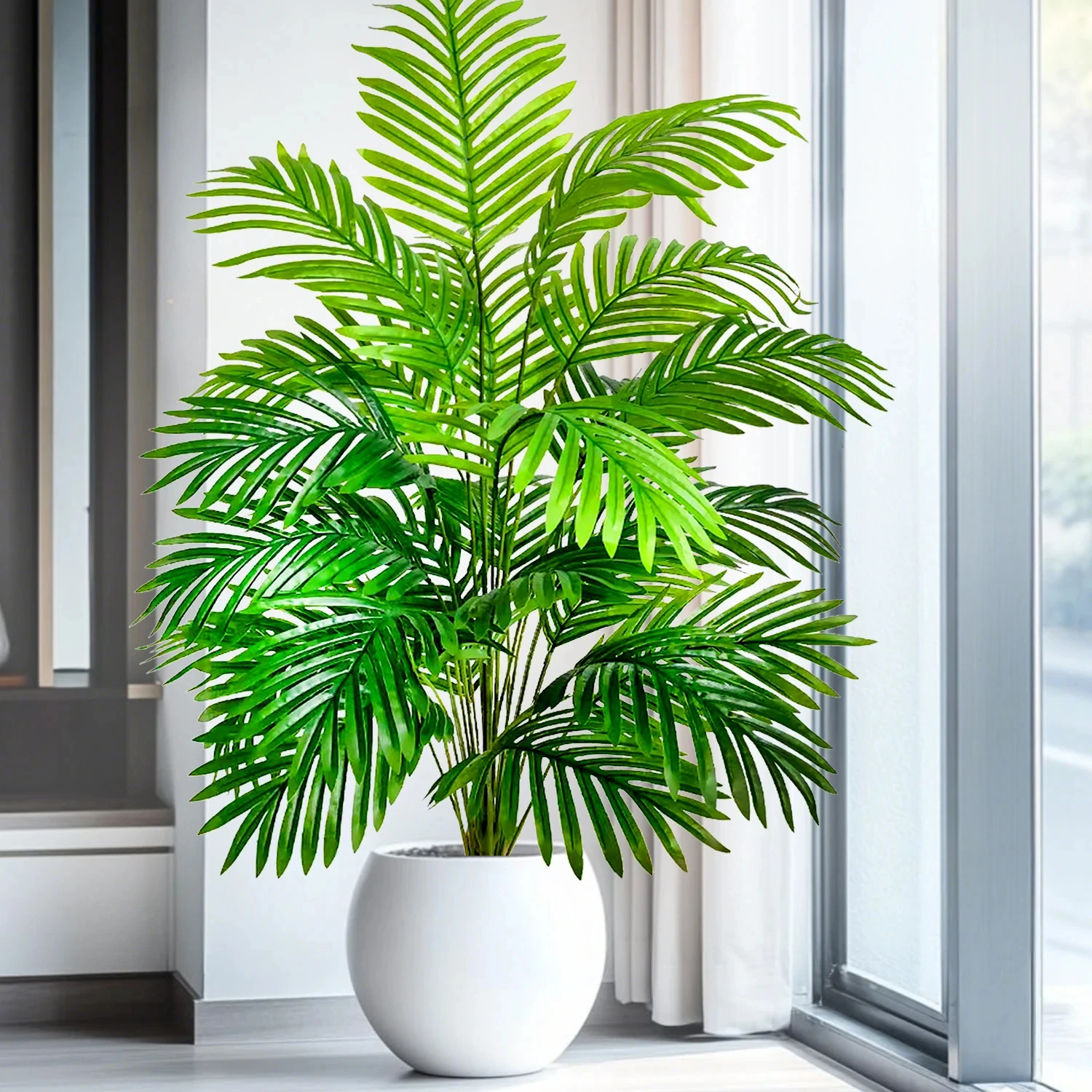 Palmera Artificial grande de 70-80cm, hojas verdes tropicales, plantas falsas, rama de árbol de imitación Monstera de plástico para decoración del hogar y la cocina