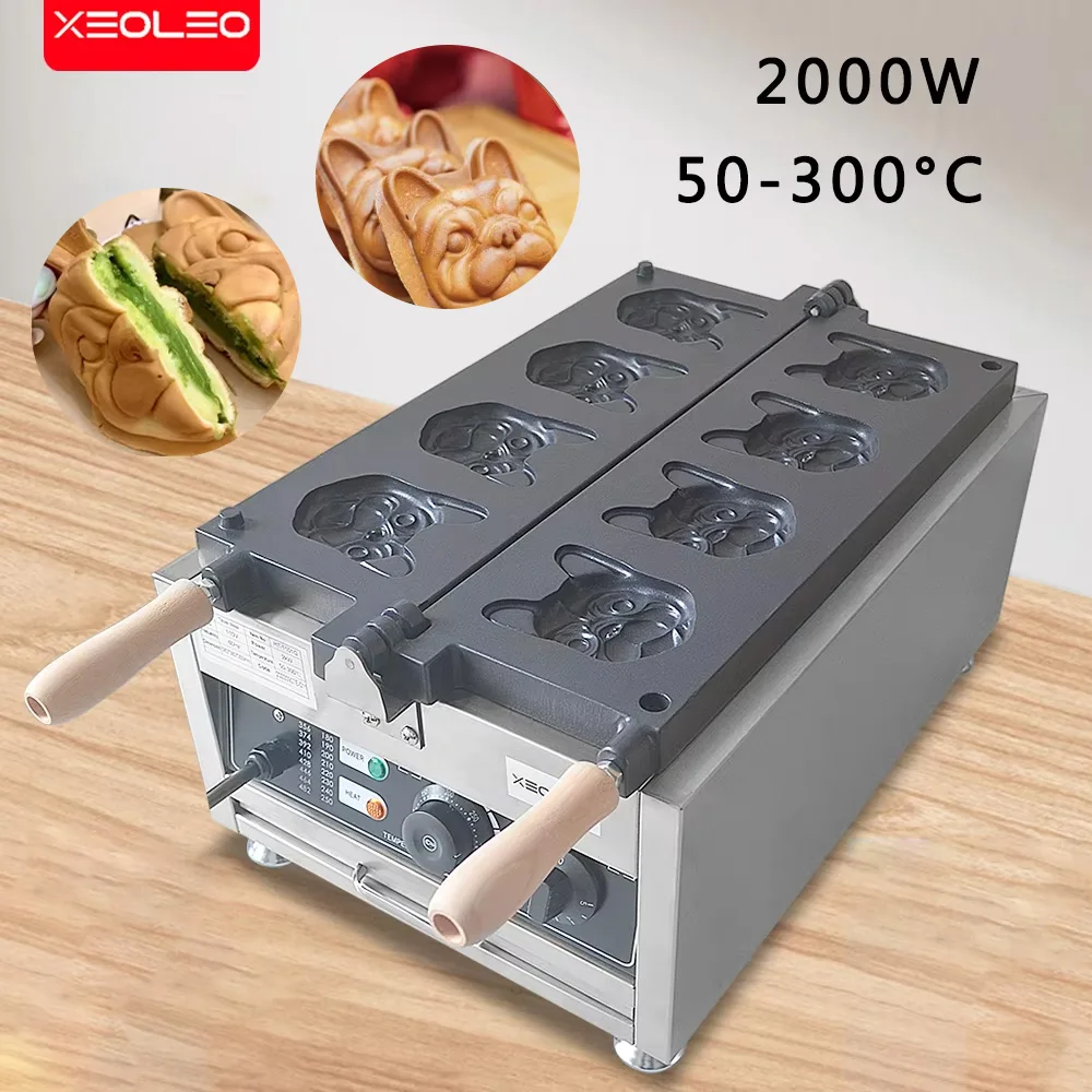 

XEOLEO Electric Waffle Maker 3000W 4PCS Puppy Shape Waffle Machine Cartoon Dog Head Taiyaki Machine Non-Stick Bread Maker