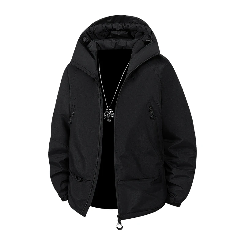 

Hooded Fashionable Casual Trendy Work Coat Warm Sports Cycling Jacket Mens Solid Color Down Jacket Winter Graphene Cotton Jacket