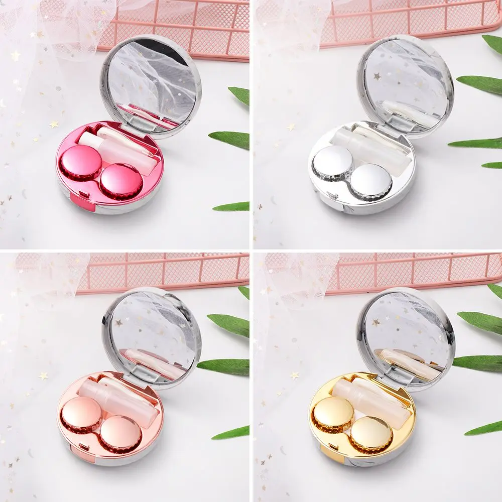 

Fashion Reflective Travel Holder Marble Stripe Mirror Lens Case Contact Lens Box Soaking Storage