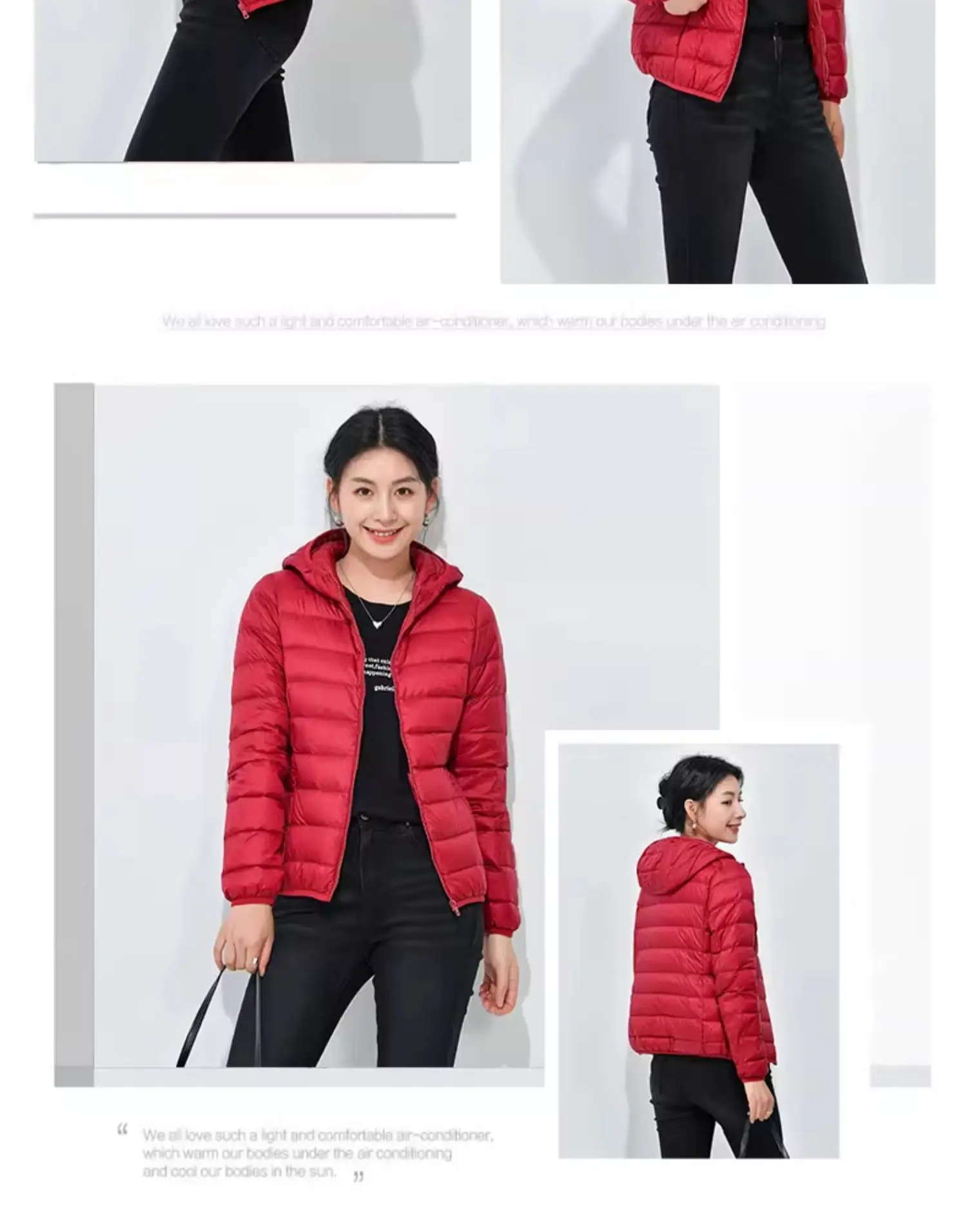 Women's Lightweight Casual Hooded Down Jacket Autumn Winter Minimalist Short Down Coats Female Solid Color Zipper Warm Outerwear