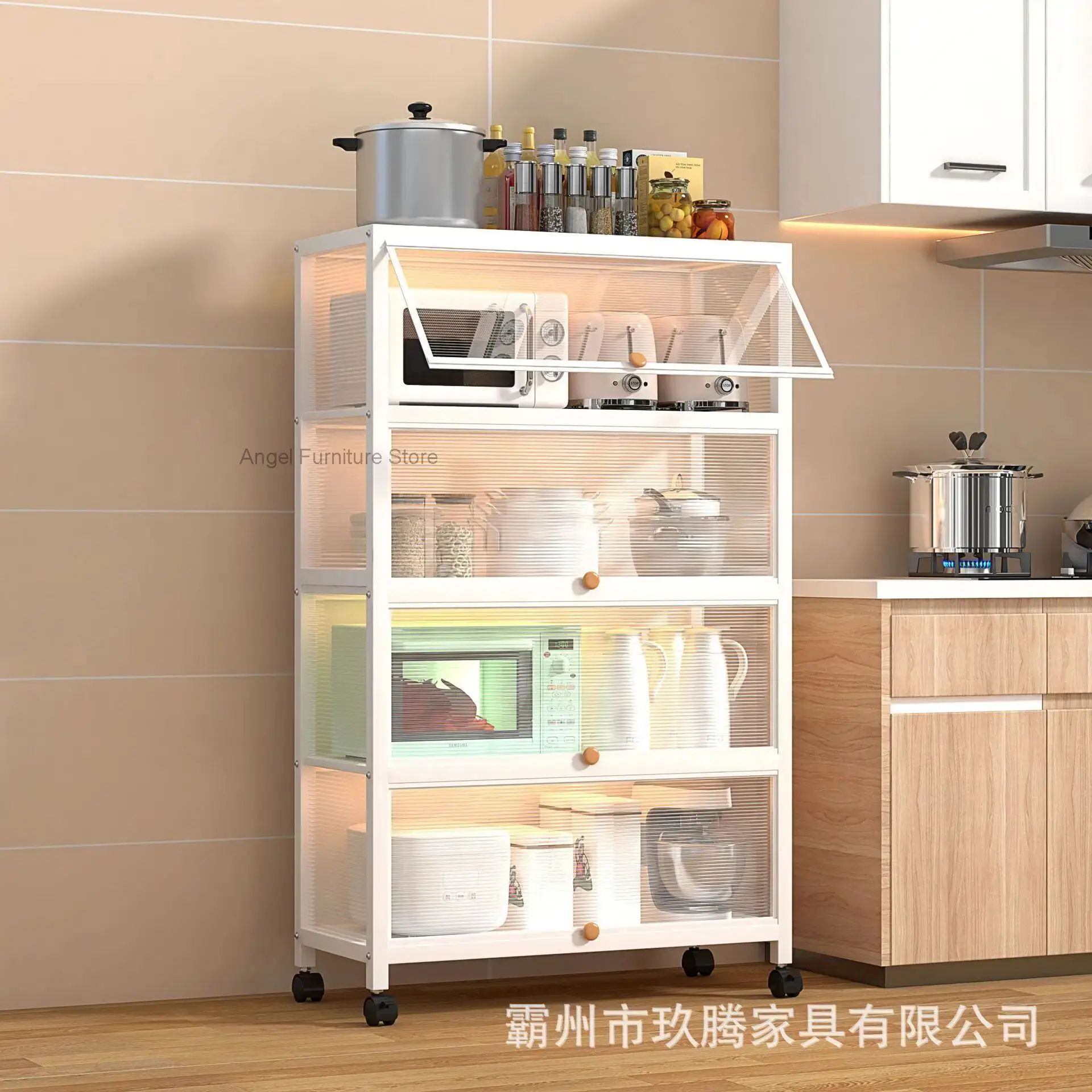 Household Multifunctional Tableware Cabinet Kitchen Storage Rack Multi-layer Storage Cabinet With Door Dishes Food Storage Rack