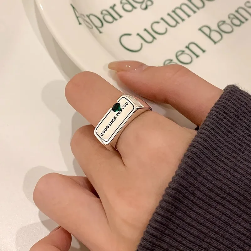 New Arrival 925 Sterling Silver Letter Ring for Women Girl Gift Geometry Lucky Zircon Lovers Versatile Jewelry Dropshipping