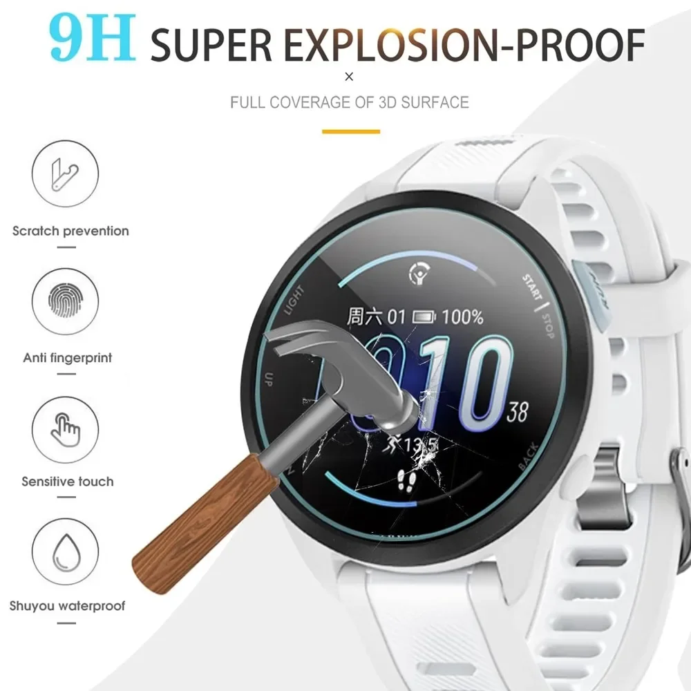 4-1Pcs Easy Installation Tempered Glass Anti-scratch Screen Protector for Garmin Forerunner165/955/255 with Positioning Film Kit