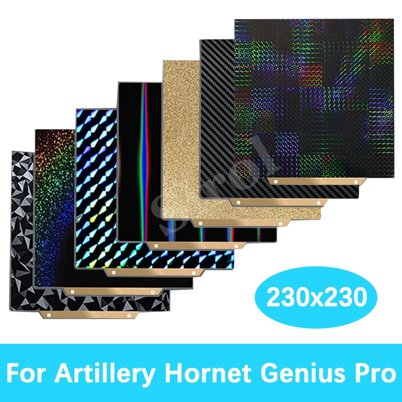 

230x230 мм Genius Pro Строительная пластина для артиллерийского листа Hornet PEI PET PEO PEY Двусторонний пружинный стальной лист для артиллерии Genius