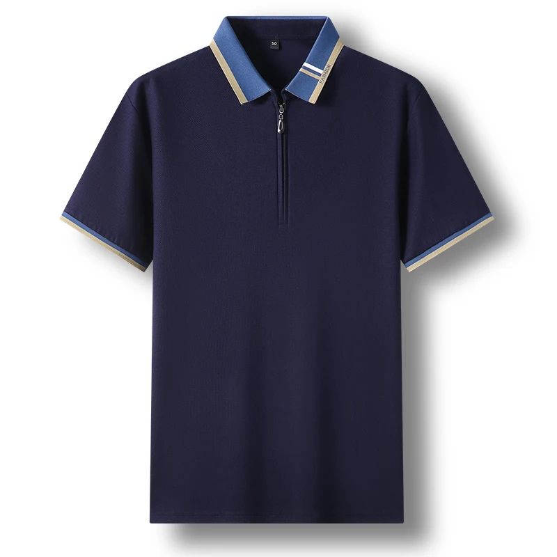 Top Grade 100% Cotton Zipper Luxury Summer New Brand Polo Shirts Men Fashion Slim Short Sleeve Casual Tops 2023 Mens Clothing