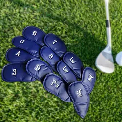 12Pcs Golf Club Covers Waterproof 3,4,5,6,7,8,9,A,S,P,L,L Embroidered Club Label Golf Iron Covers Set