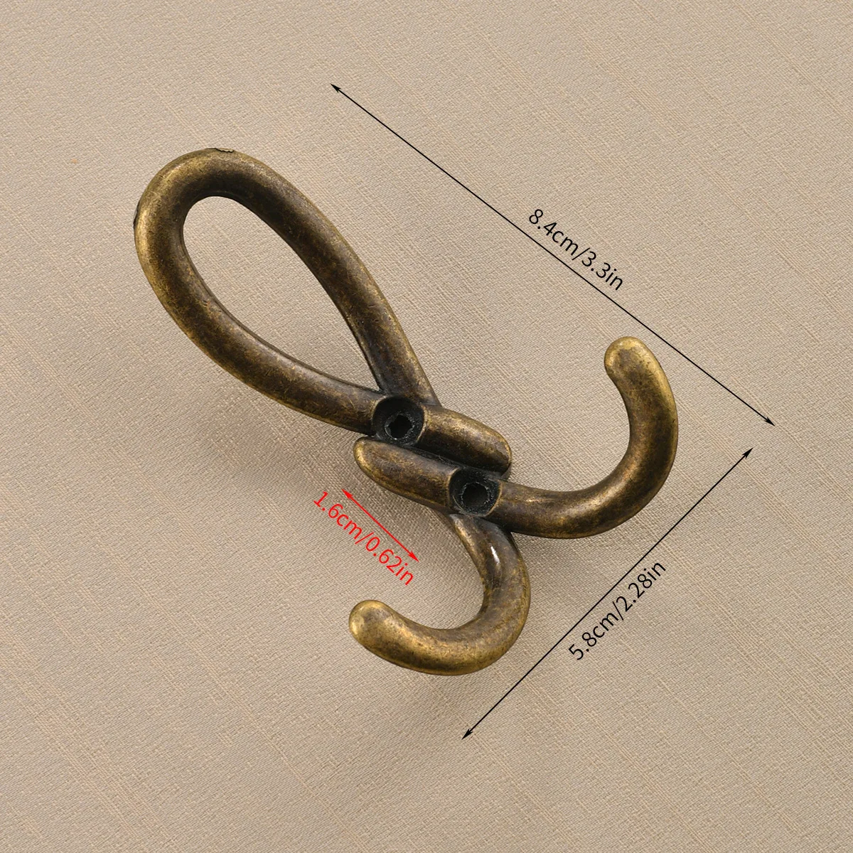 Large Size Zinc Alloy Multi-Purpose Hook for Bathroom Kitchen, Vintage Simple Style Twist Fried Dough Twists Clothes Hook