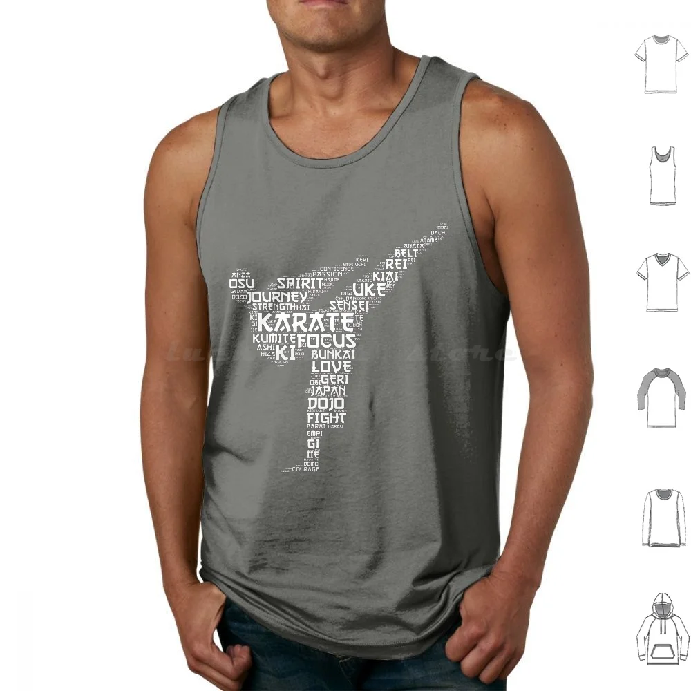 Karate Words Tank Tops Vest Sleeveless Karate Words Fight Love Strength