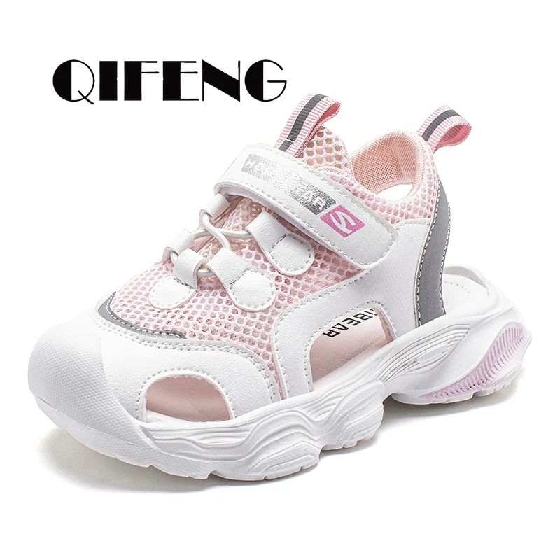 

Summer Girls Soft Sandals Kids Fashion Light Mesh Sneakers Children Shoes Autumn Female Light Tenis Sandalias Flat White 3-12Y