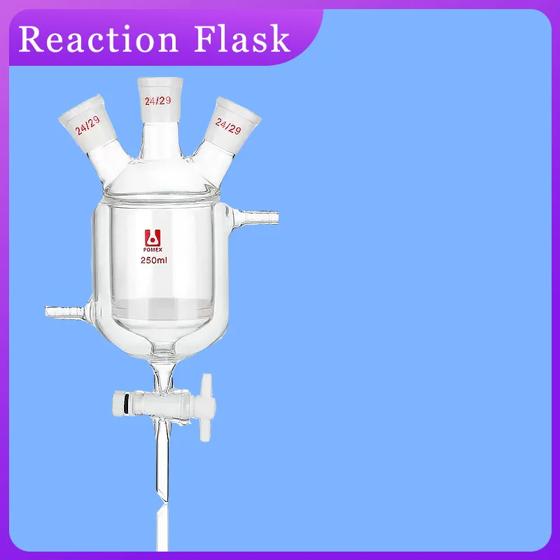 

DXY Laboratory Three-mouth Borosilica Glass Double Layer Jacketed Reaction Bottle with PTFE Piston 100/250/500/1000/2000ml