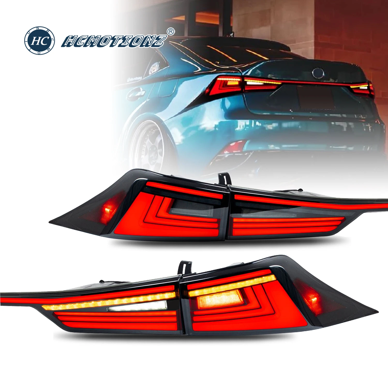 

HCMOTIONZ Tail Lights for Lexus IS250/350 300h F 2014-2020 Lighting System LED Rear Back Lamps Assembly