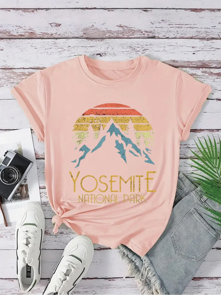 Vintage Yosemite National Park California T-Shirt Fathers Day Fashion Clothing Short Sleeve Tops Print Tee For New Summer 2024