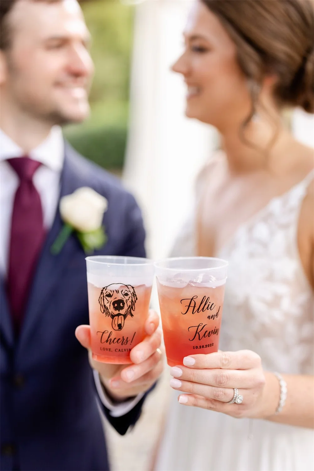 Custom Illustrated Dog Frosted Wedding Cups, Modern Wedding Cups, Custom Dog Wedding, Custom Wedding Cups, Pet 16oz Frosted Cups