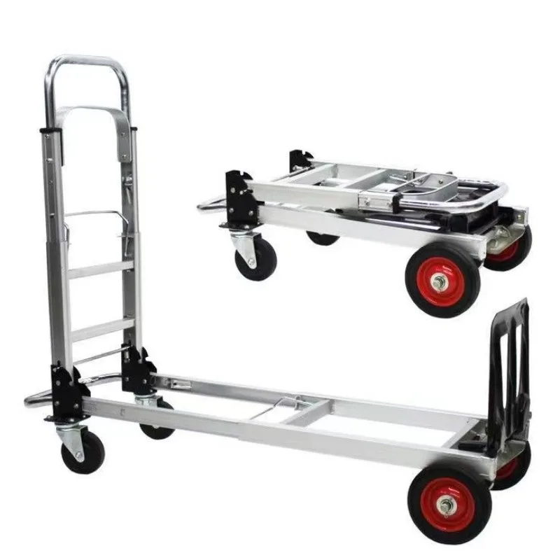 Multifunctional trolley folding flatbed truck aluminum alloy load king pull truck handling trolley portable small trailer