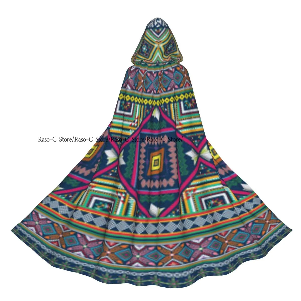 

Adult Cloak Cape Hooded Geometric Ethnic Oriental Pattern Medieval Costume Witch Wicca Vampire Elf Purim Carnival Party