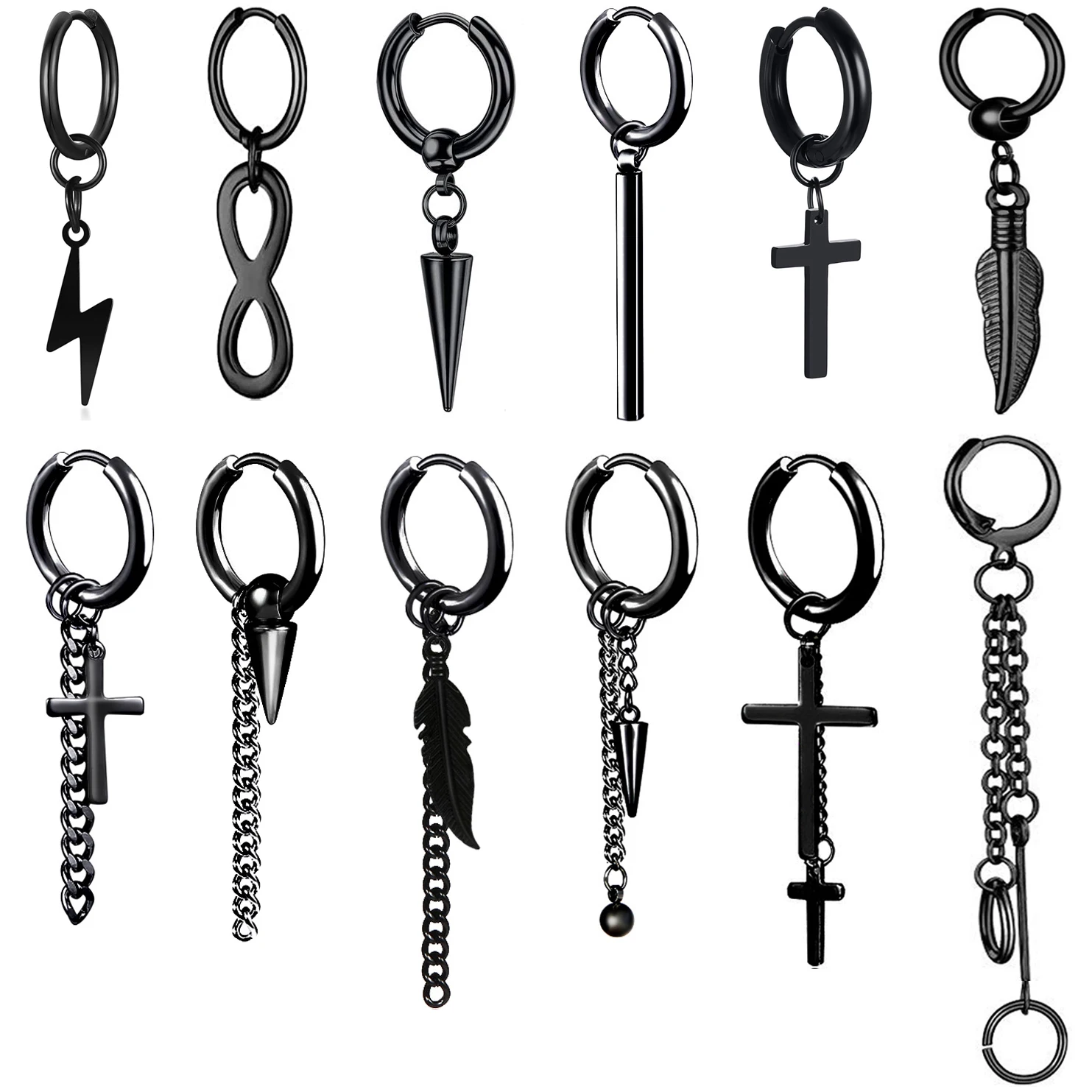 Men'S Gothic Formal Wear - Dos pendientes de Aro de cadena