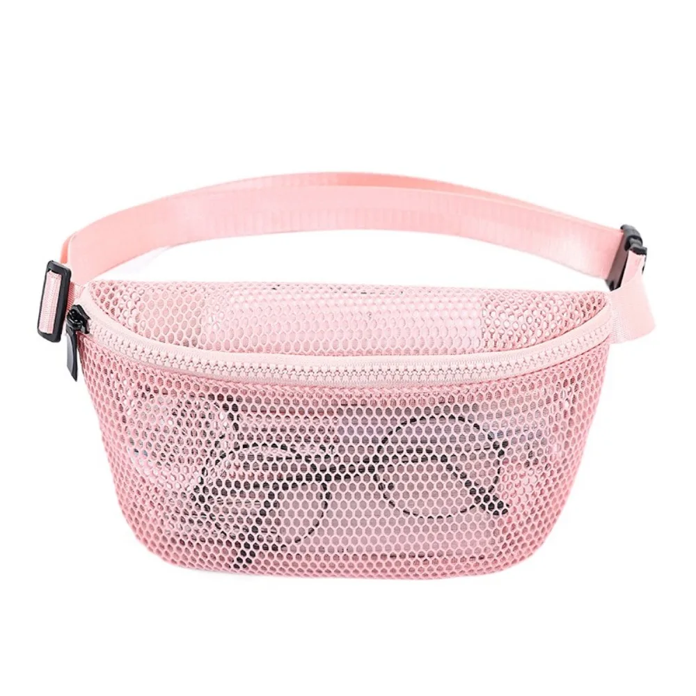 

Plain Hollow Out Mesh Waist Bag See Through Zipper Hip Belt Bag for Sport Large Capacity Adjustable Portable Mesh Purse Phone