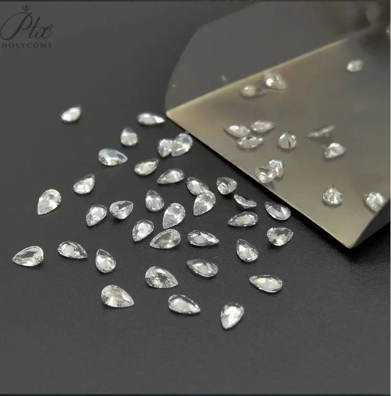 PTX GRA Free Girdle Pear Cut Crushed Ice Hybrid Cut D Color VVS1 Clarity Loose Moissanite Diamond Engagement Jewelry Making Diy