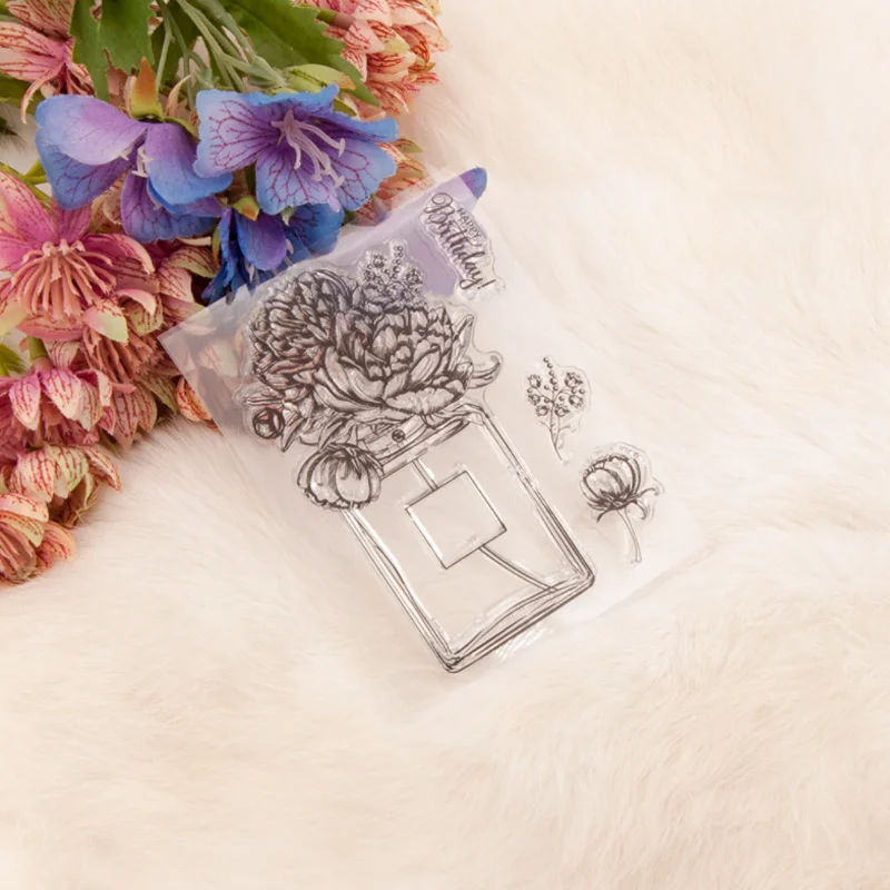 Vase Stamps Rubber Transparent Silicone Seal DIY Finished Chapter Scrapbooking Journal Album Decoration Crafts Stencil Reusable