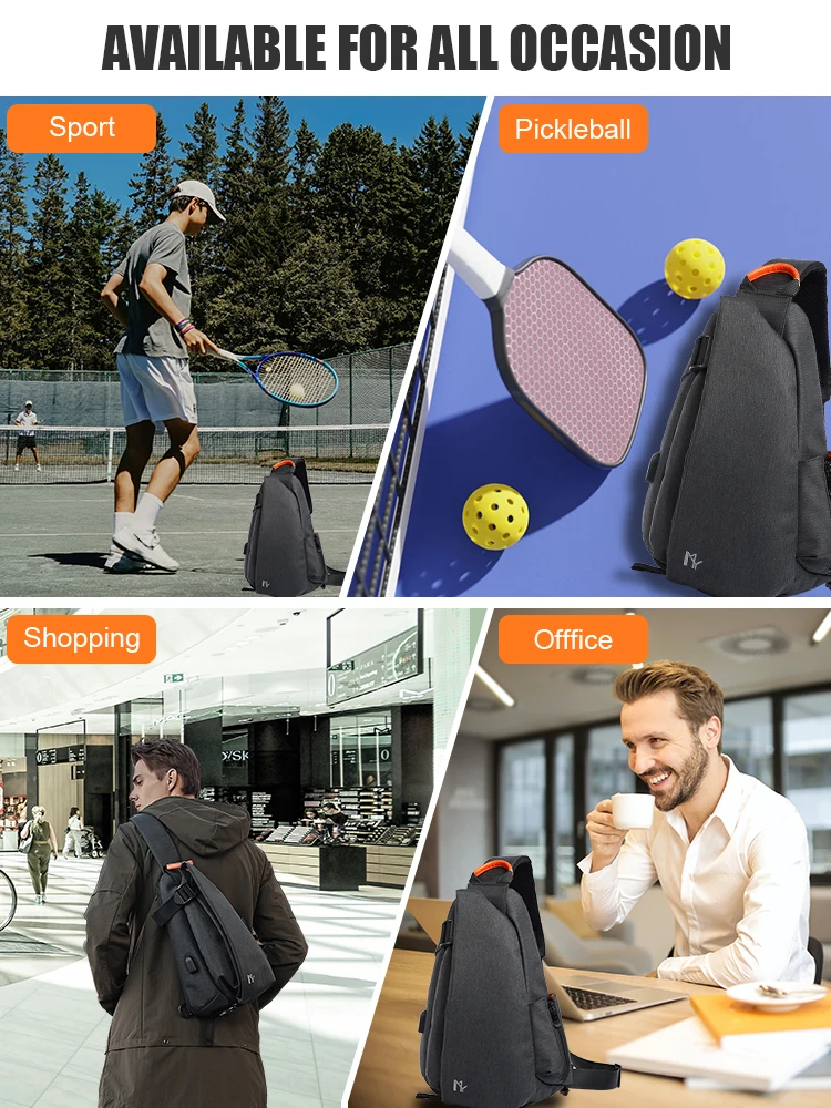 2024 Fashion Men Crossbody Bag with USB Charging Large-capacity iPad Waterproof Chest Bag Sport Motorcycle Shoulder Bag