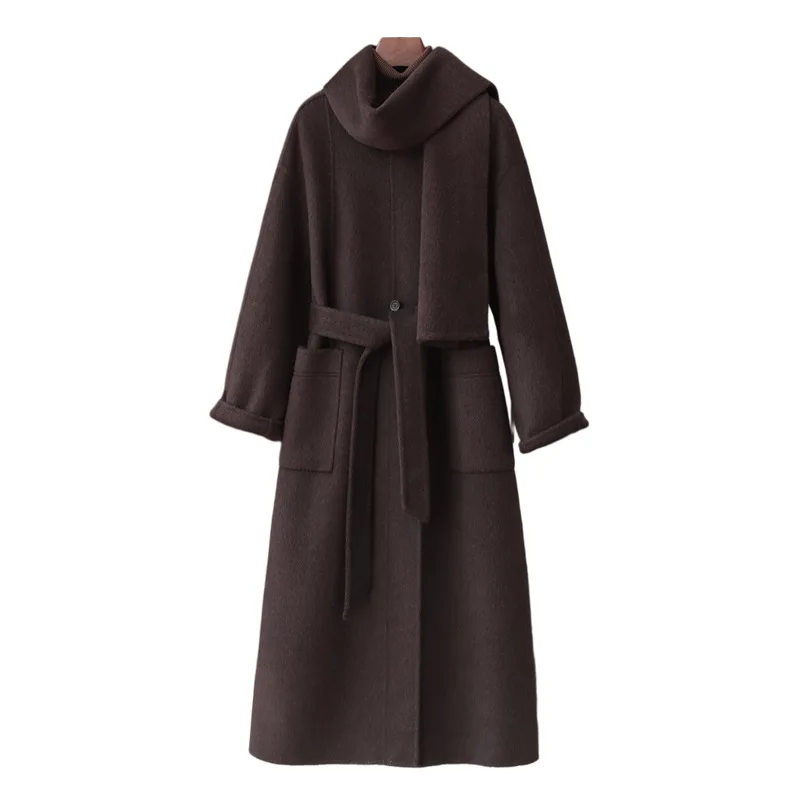 

Новинка весны 202, женский шерстяной шарф, верблюжий бархат, шелковое смешанное двустороннее шерстяное пальто