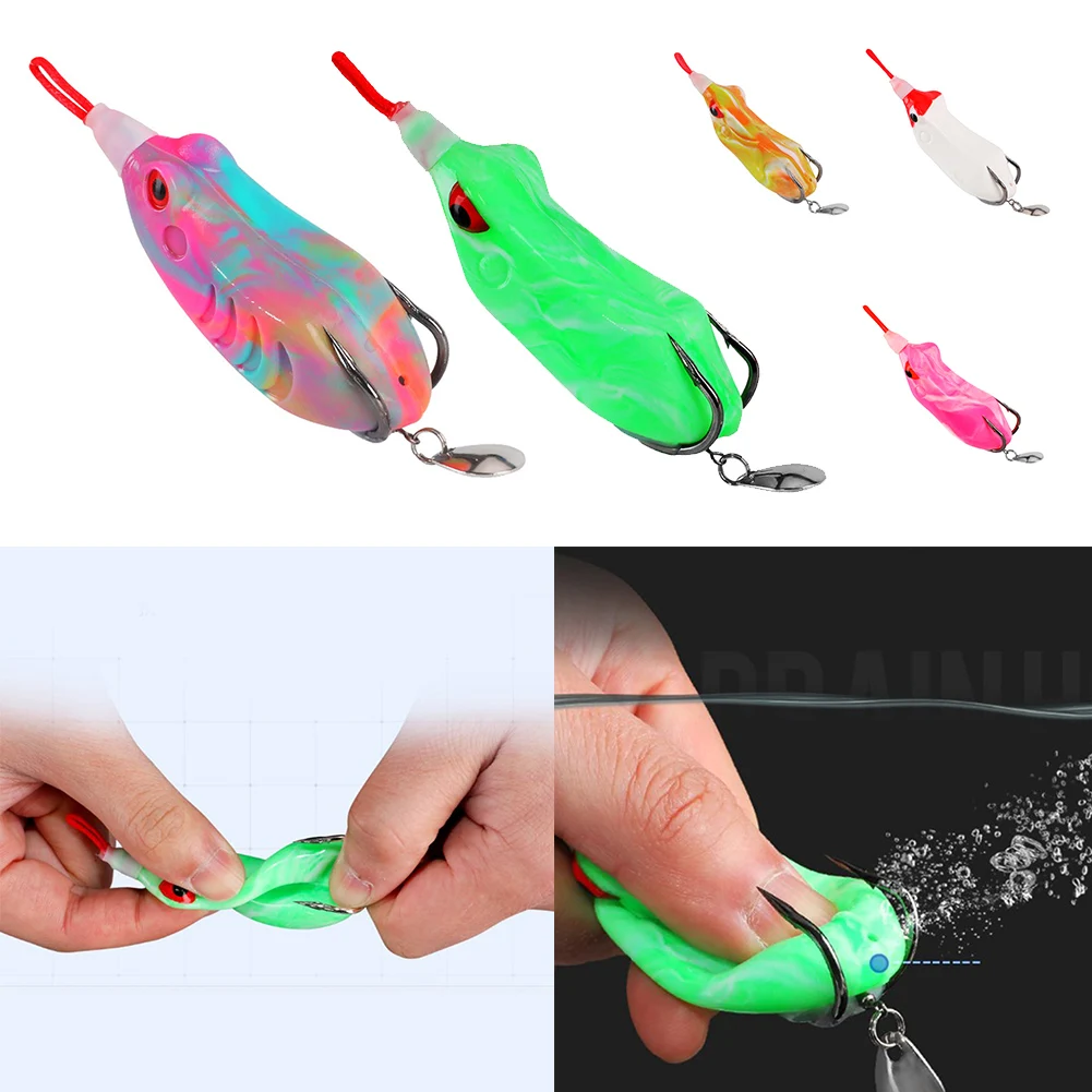 

Double Propeller Frog Soft Baits Lure Topwater Ray Frog Artificial Baits, Ideal for Small and Medium Snakehead Fishing