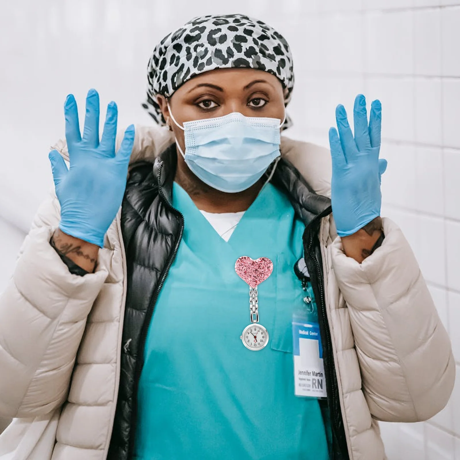 3pcs Love Heart Nurse Hanging Watch Clip-On Nursing Pocket Watch For Women Students Healthcare Workers Alloy Quartz