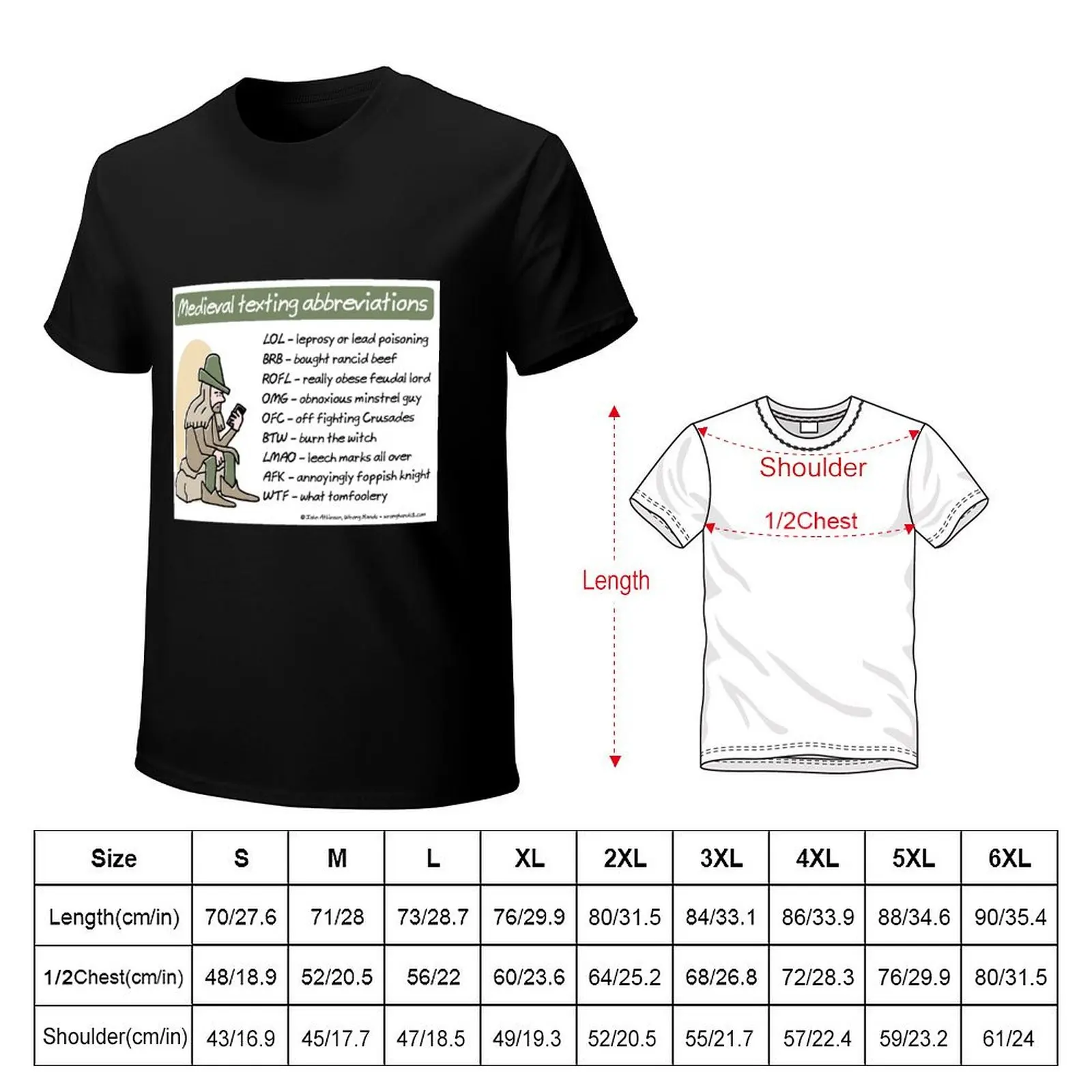 Medieval texting abbreviations T-Shirt customs design your own graphic shirts graphics aesthetic clothes men tshirt