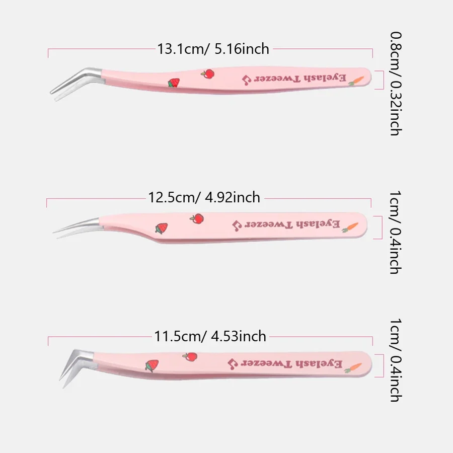 ملقط رموش بتصميم فراولة لطيف - دقة عالية لملحقات الرموش أداة تجميل لالتقاط أحجار الراين للأظافر