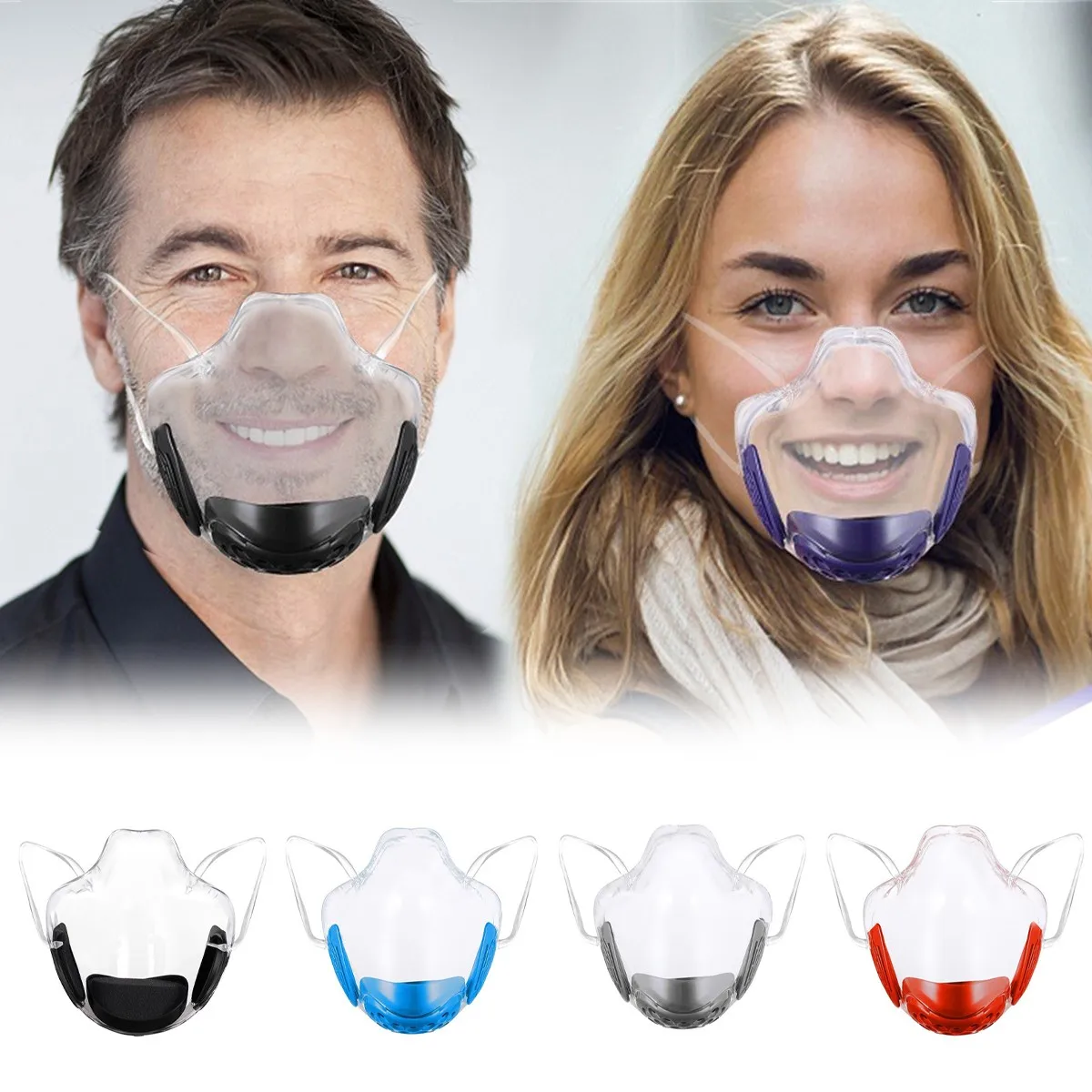 transparent protective mask fish type lip language Anti-fog 3D breathing mask Suitable for ride outdoor dust smoke saliva mask