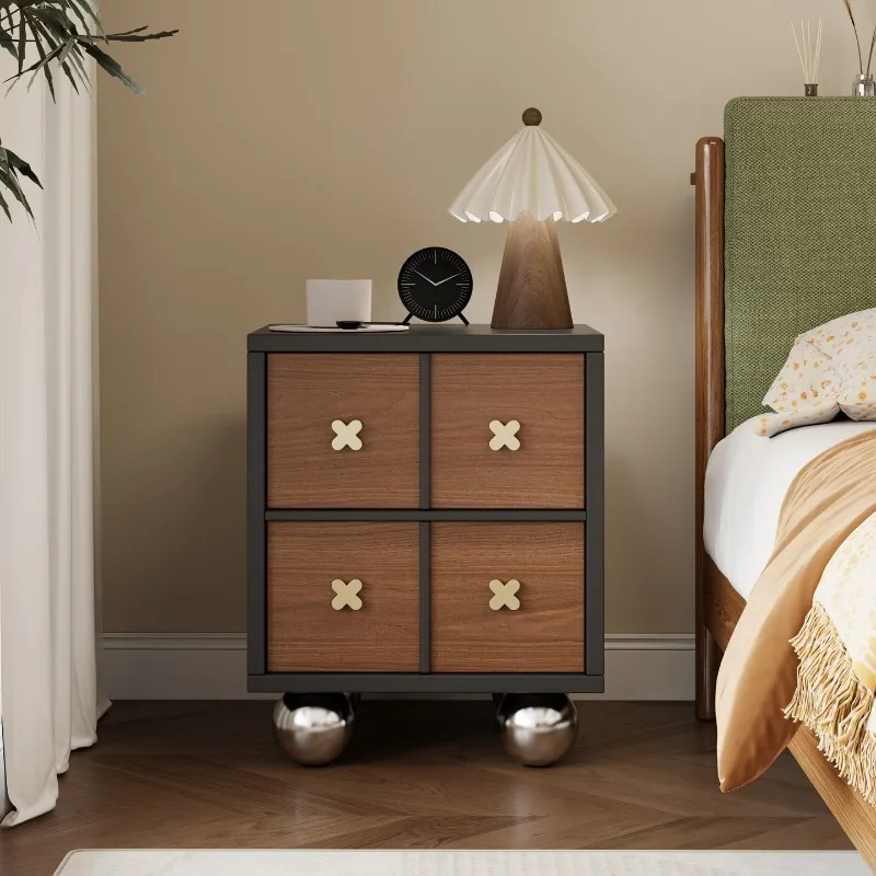 Medieval Style Home Nightstand Compact Drawer Storage Cabinet Practical Bedside Organizer Stylish Wood Side Table for Bedroom