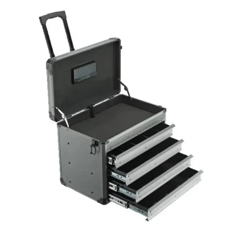 

aluminum Storage metal empty tool box Trolley Case for Salesman with Drawer