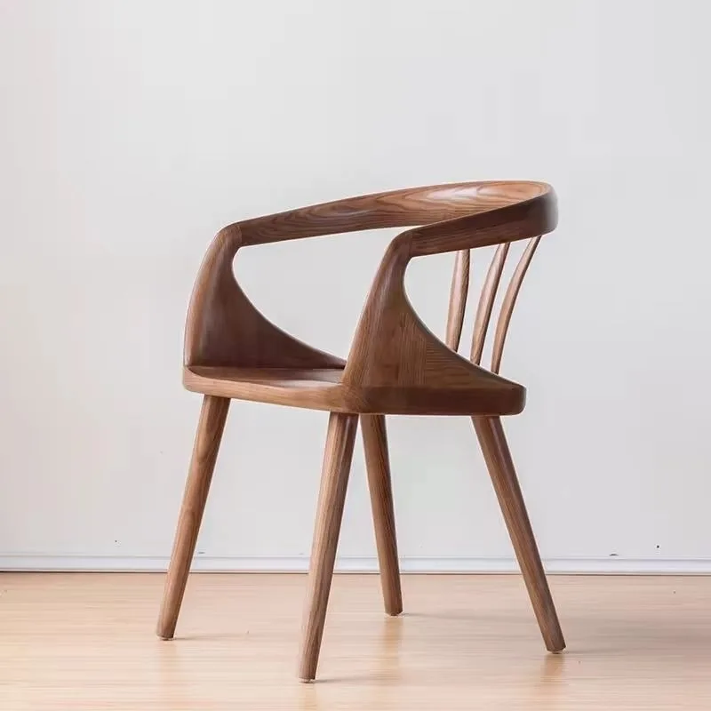 Nordic household solid wood dining chair backrest simple modern space capsule backrest study leisure