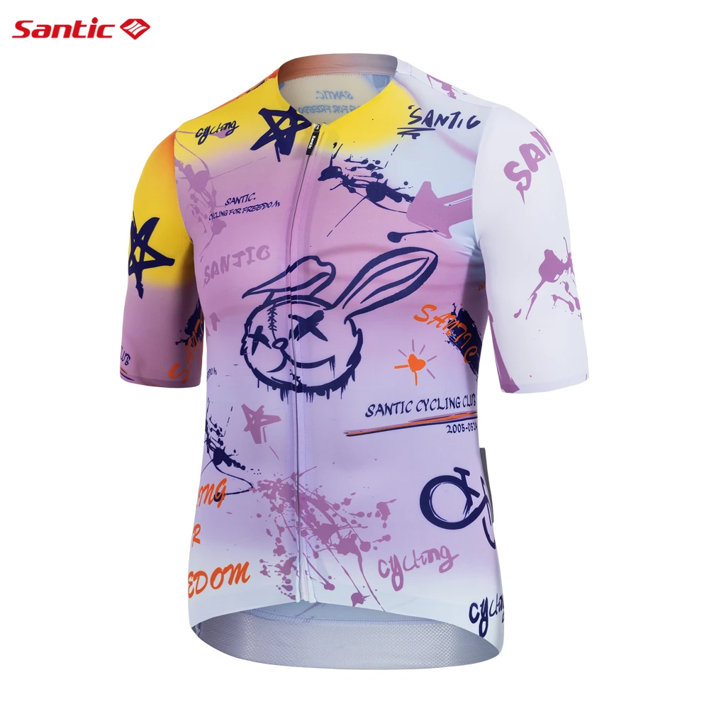 Santic Cycling Jerseys Summer Cycle Short Sleeve Tops MTB Cycling Shirts Breathable Quick Drying