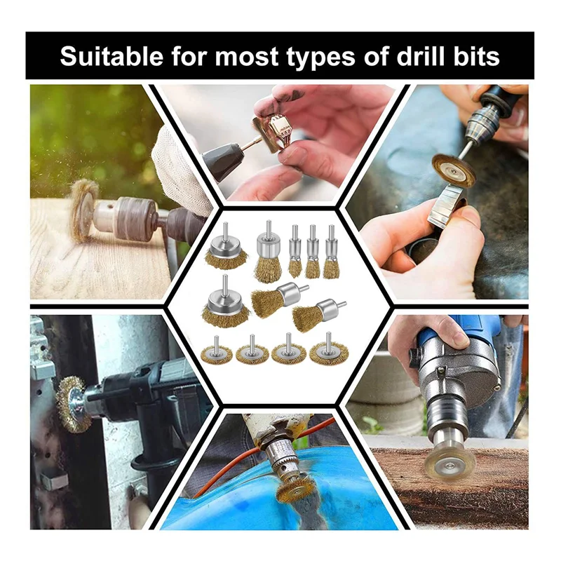 

Wire Brush Wheel Cup Brush Drill Coarse Crimped Brush Wire Brush For Drill 1/4 Inch, Removal For Rust, Paint And Scale