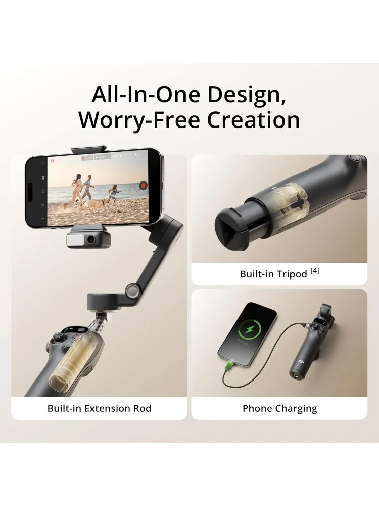 Mobile 7P Gimbal Stabilizer for iPhone, Android, Native Tracking, Lighting, 3-Axis Phone Gimbal, Quick Launch, One-Tap
