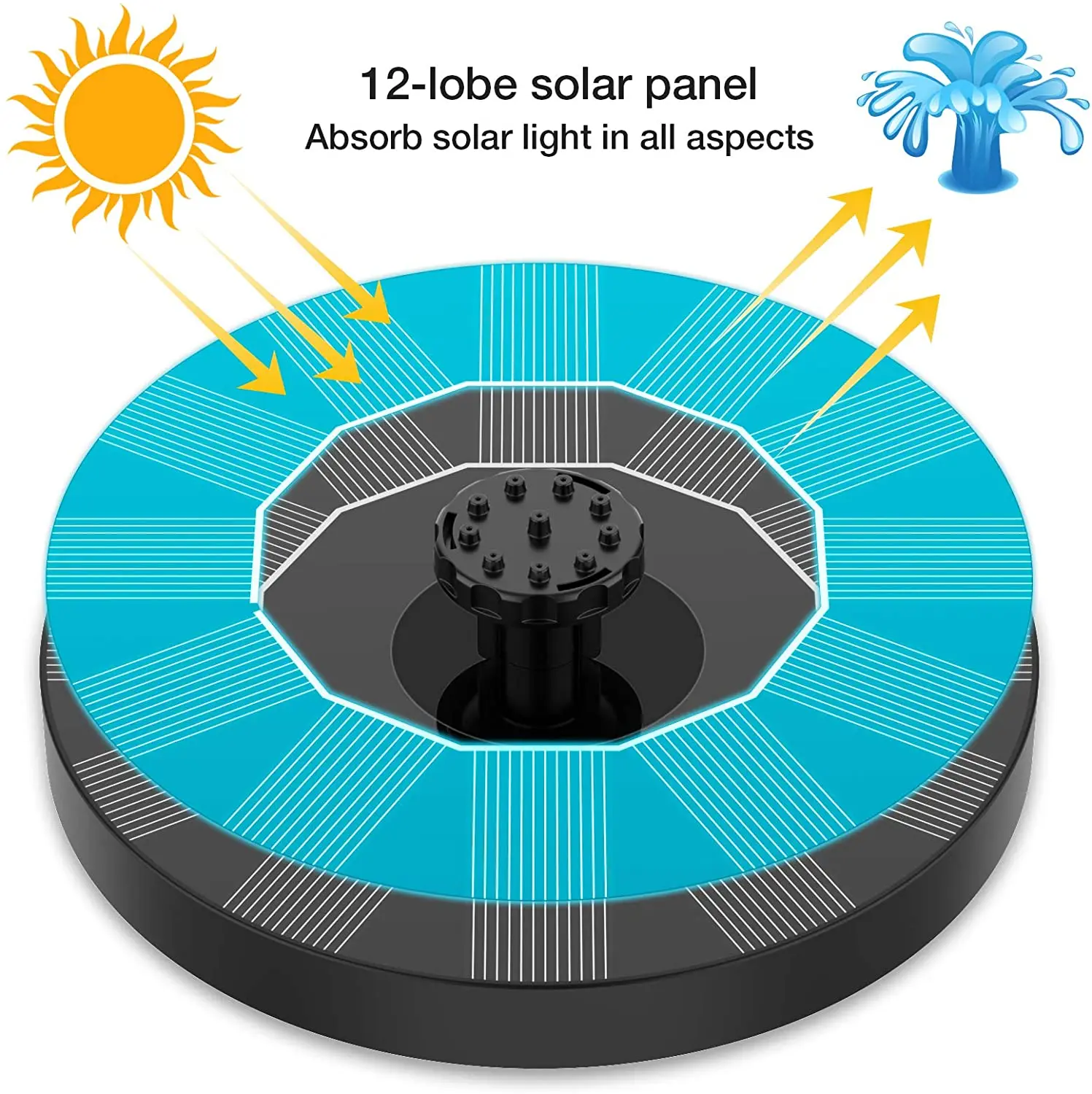 PALONE fontanna solarna, fontanna solarna z 6 dyszami, zasilana energią słoneczną pompa fontannowa na oczko wodne, stawy, ogród