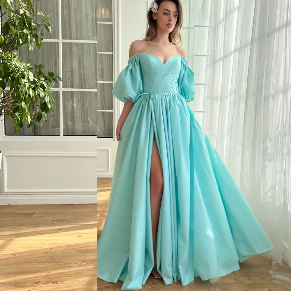 

Jiayigong Charmeuse Pleat Ruched Cocktail Party A-line Off-the-shoulder Bespoke Occasion Gown Long Dresses Saudi Arabia