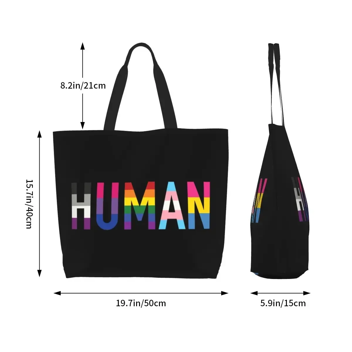 Borsa Shopping LGBT umana con stampa carina borsa a tracolla riutilizzabile in tela con tracolla Gay Pride