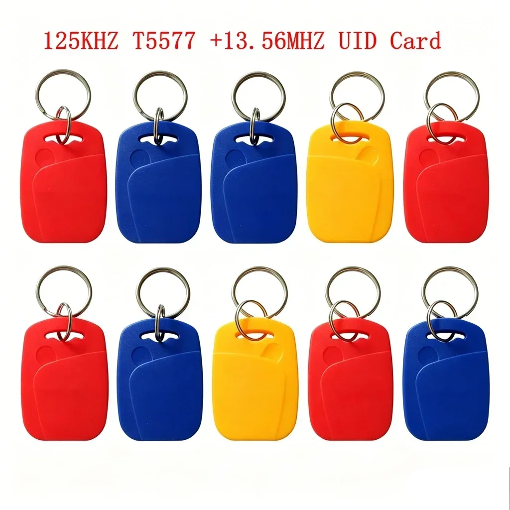 2 In 1 Dual Chip Frequency RFID Keyfob 125KHZ T5577 +13.56MHZ UID Rewritable Composite Access Control Key Tags IC+ID