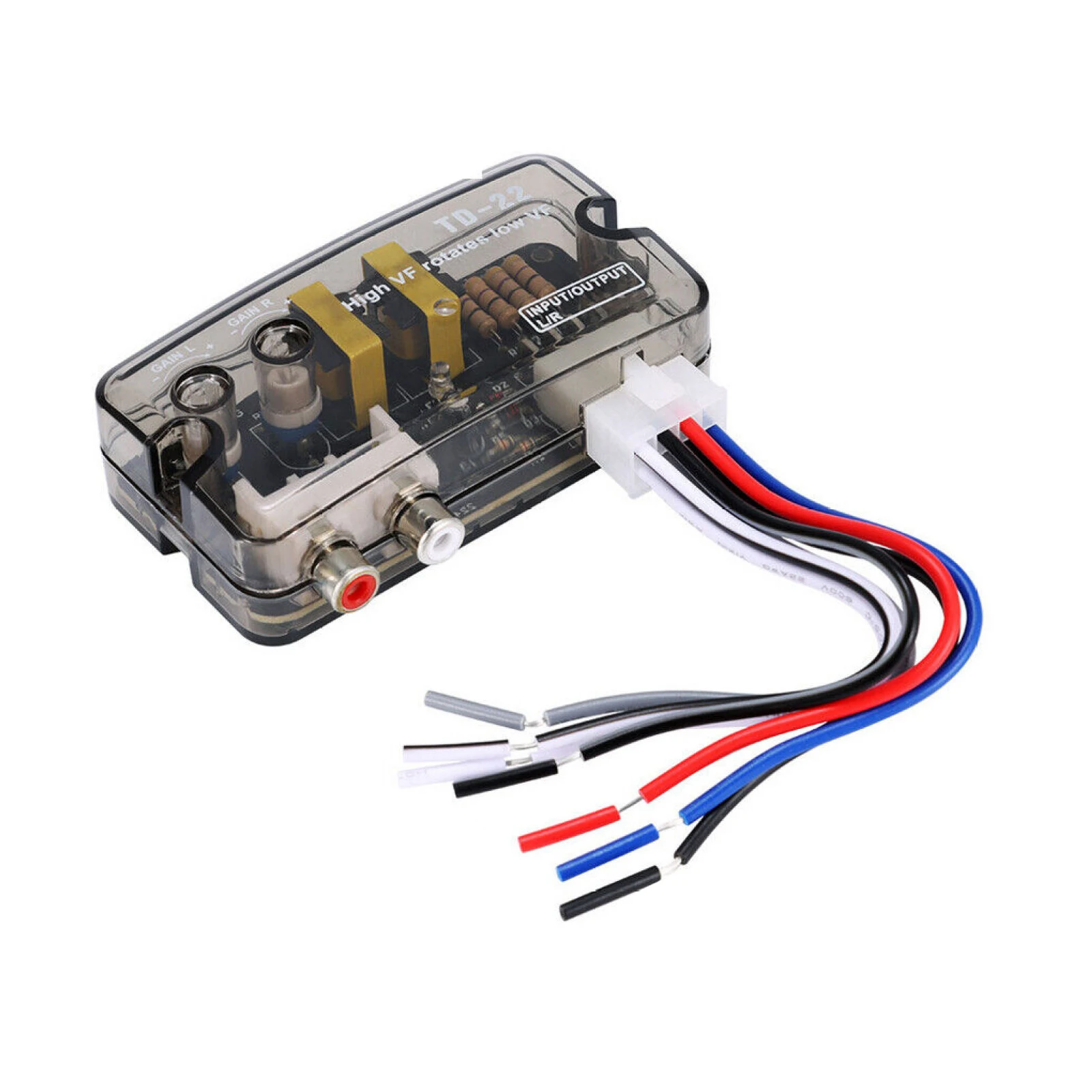 12V Car Stereo Speaker Output to RCA Output Adapter Speaker Level Converter aa