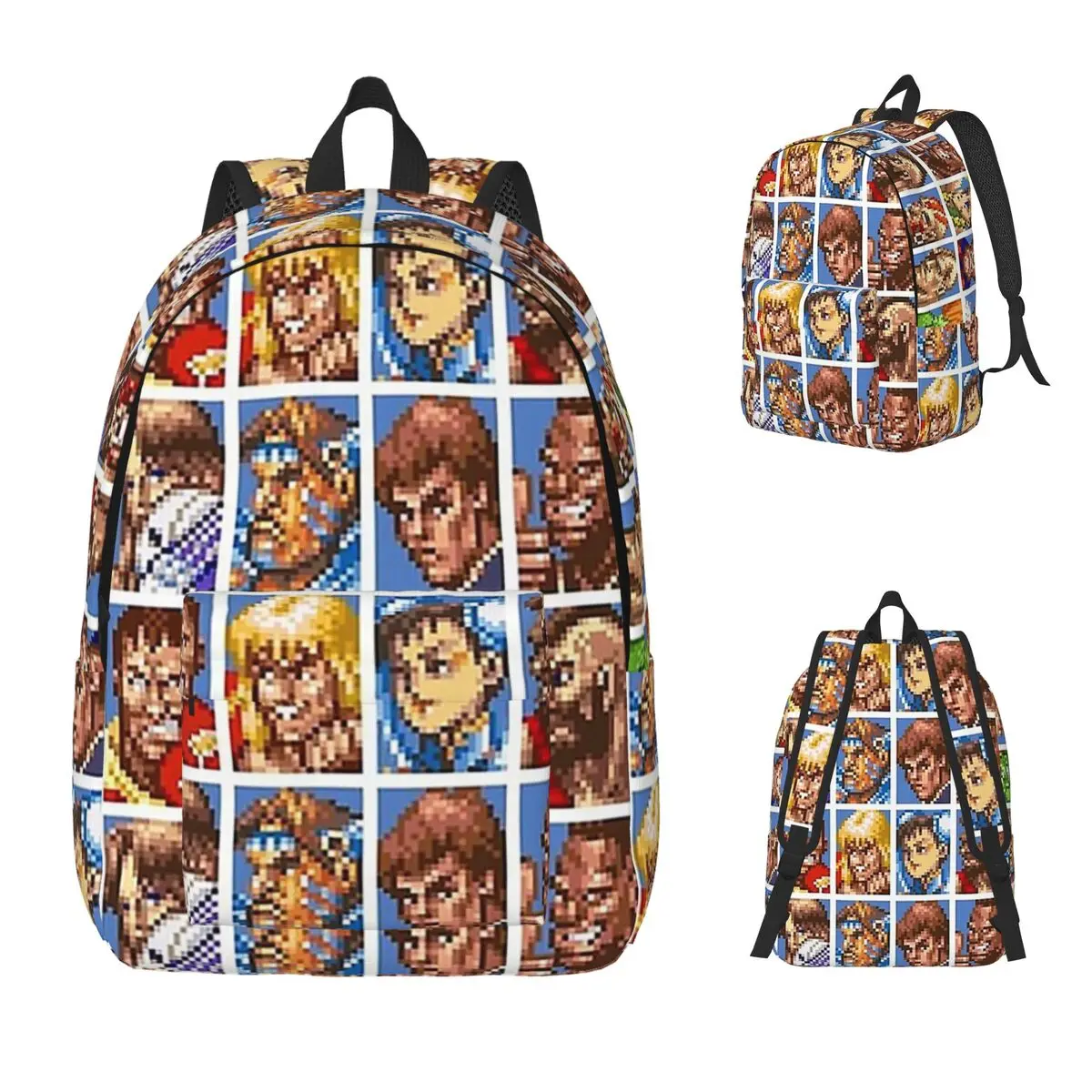 Defeated Portraits Super Street Fighter Backpack Daypack Large Capacity Children BookBag School Bag Shoulder Bags for Men Women