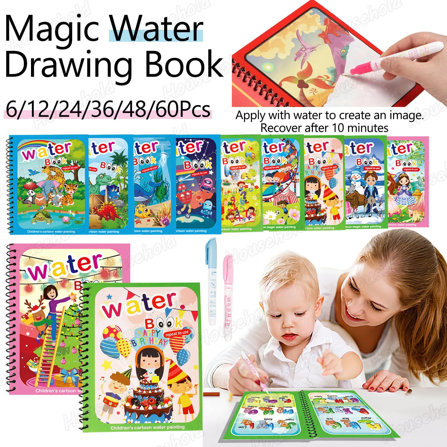 Magic Water Drawing Book Reusable Coloring Book DIY Kids Graffiti Painting Toys Montessori Toy Gift Children Early Education Toy