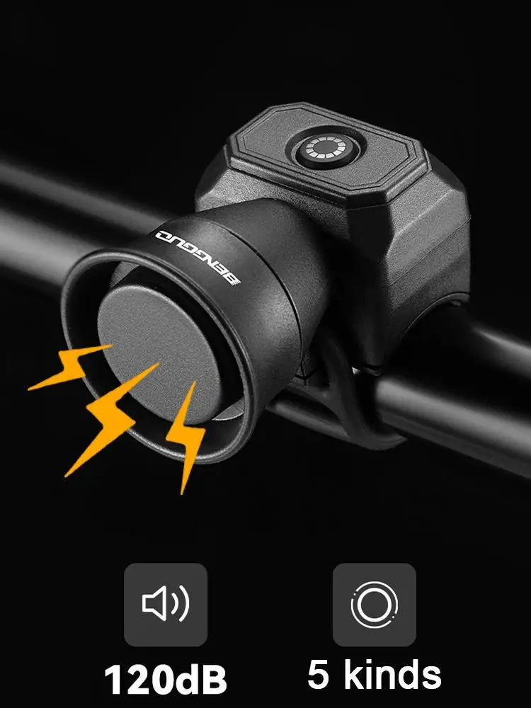 AliExpress NONE Rechargeable Electric Bike Horn 120dB Loud Bicycle Bell IPX6 Waterproof 5 Sound Modes Quick Mount for MTB Road Bike Scooter