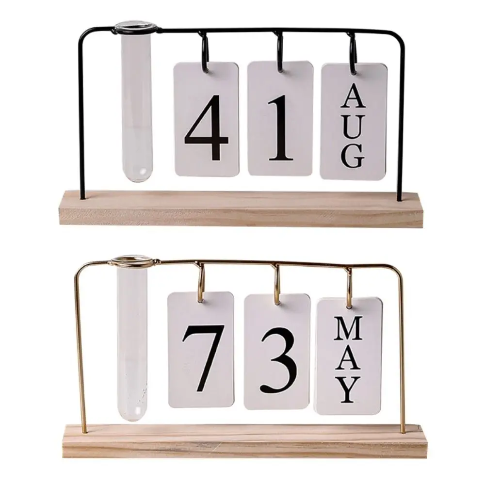 Modern DIY Perpetual Calendar Funny Hydroponic Flipping Countdown Calendar Simple Reusable Wooden Display Calendar