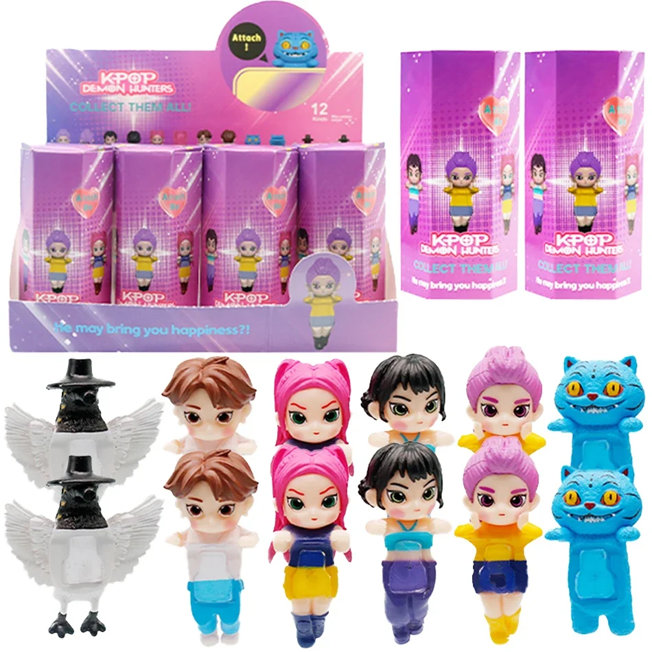 Figuras de acción de Anime Kpop Demon Hunter, conjunto de caja ciega Derpy Tiger Rumi Mira Zoey Sussy, modelo de decoración de teléfono para niños