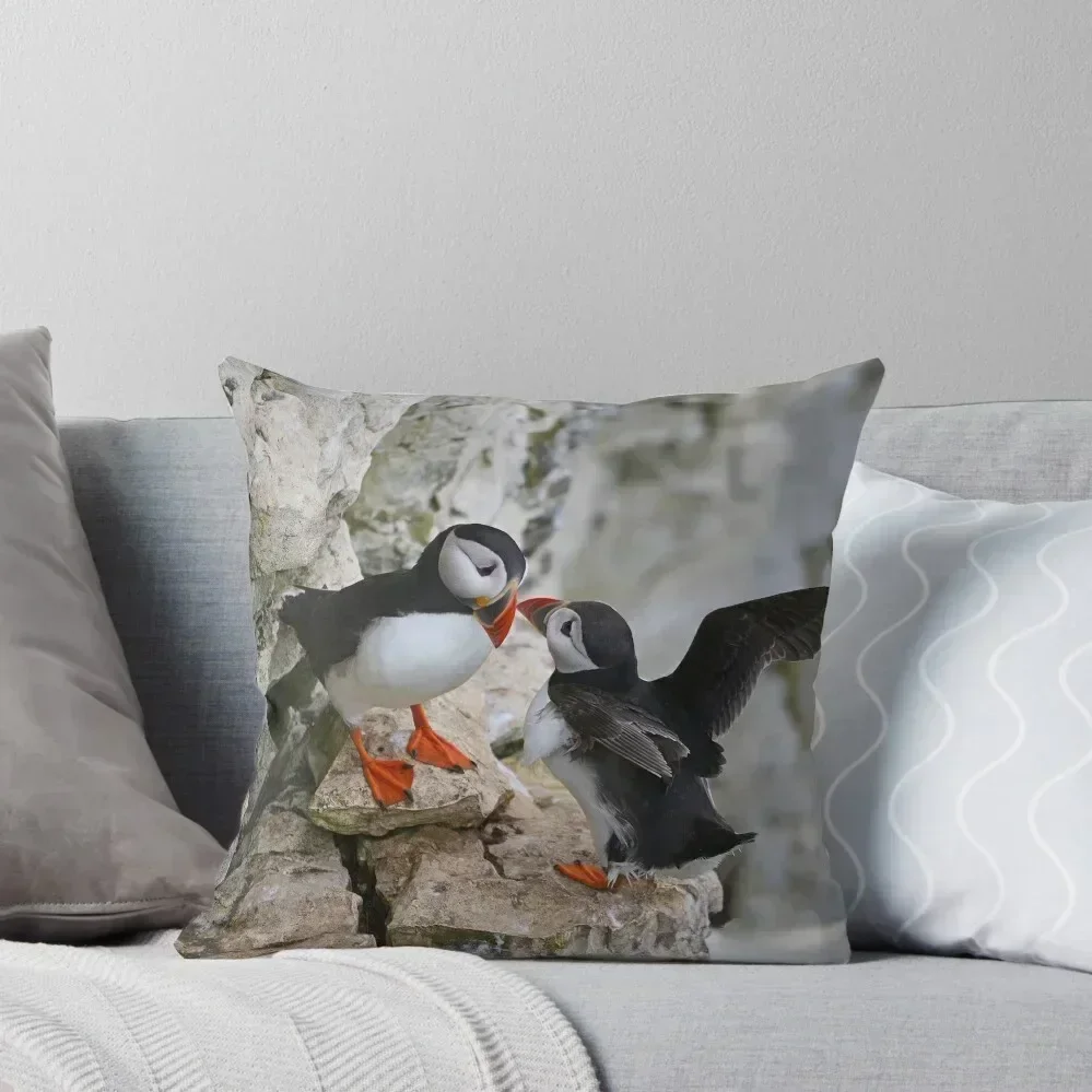 Puffin pair on cliffside Throw Pillow Sofa Cover Cushions For Children pillow