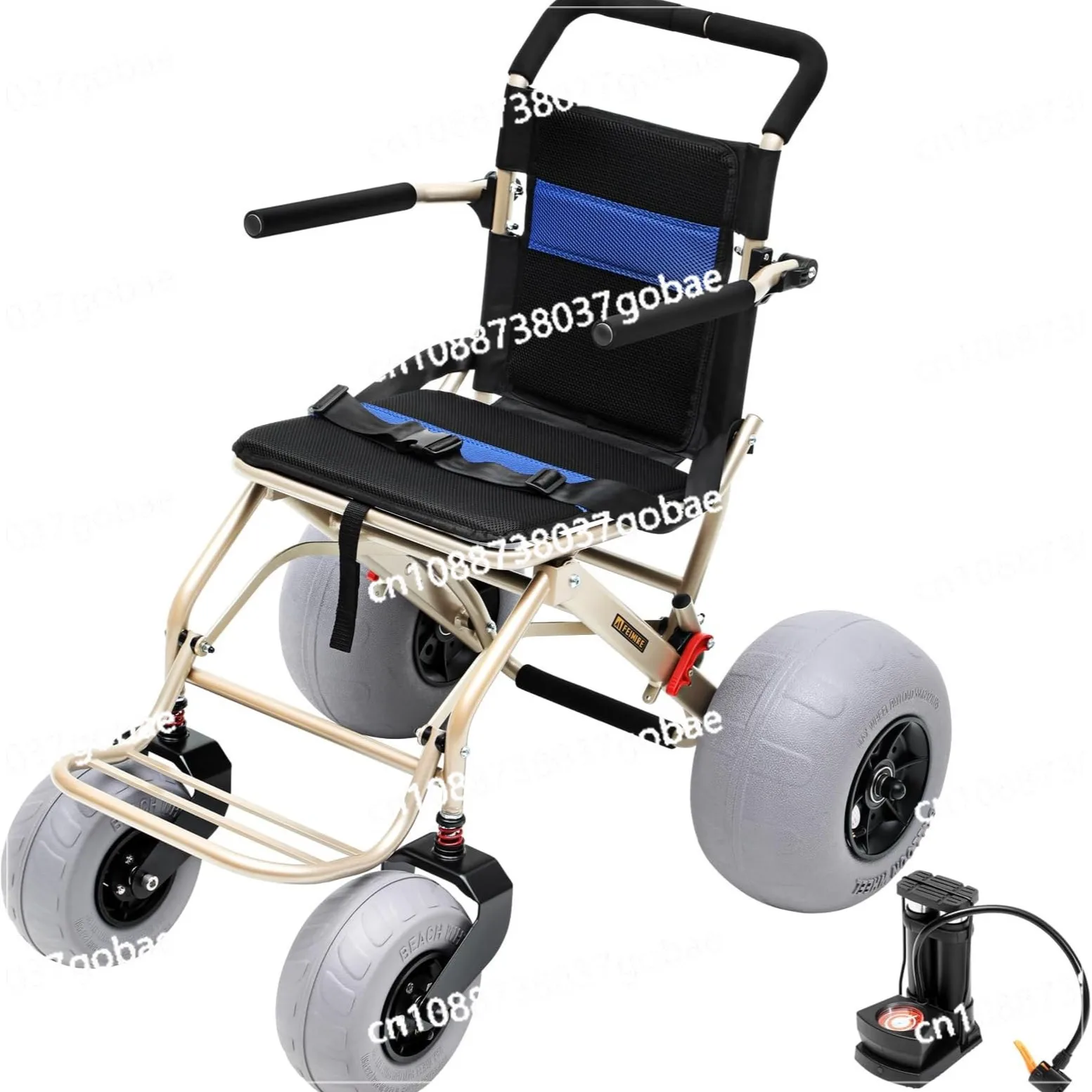 

Пляжная инвалидная коляска, ручной складной легкий самокат для пожилых людей из алюминиевого сплава со стальной трубкой для маленьких пожилых людей